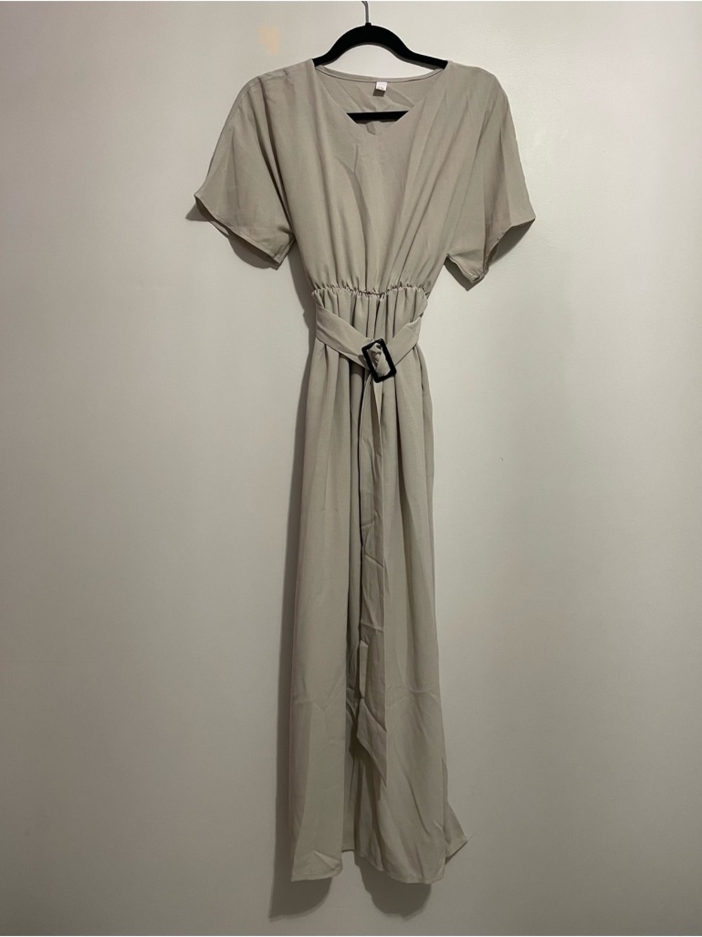 Women's Cream Belted Maxi Dress